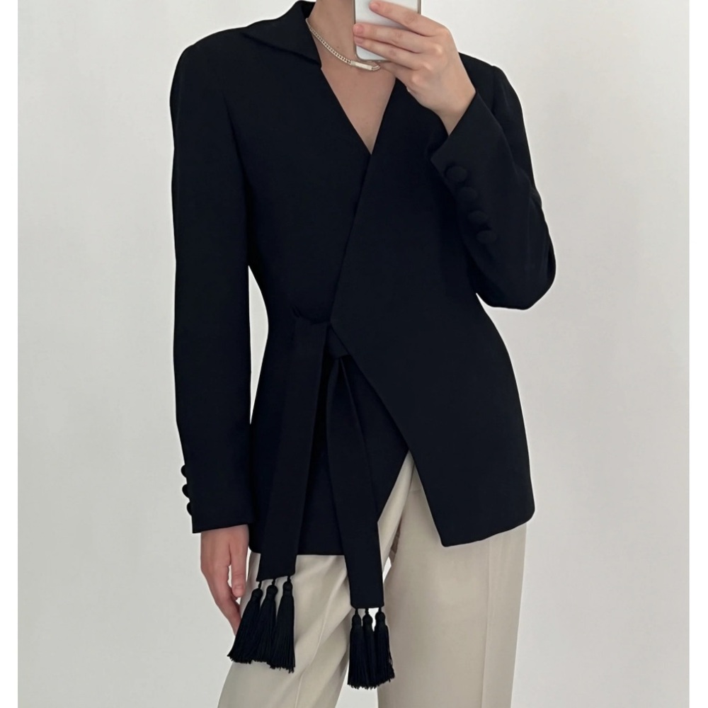 Dior Black Tassel Wrap Blazer